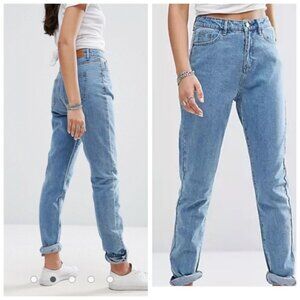 Noisy May NEW Tall Donna Mom High Waist Jeans Pockets Straight Tapered Leg  30 T